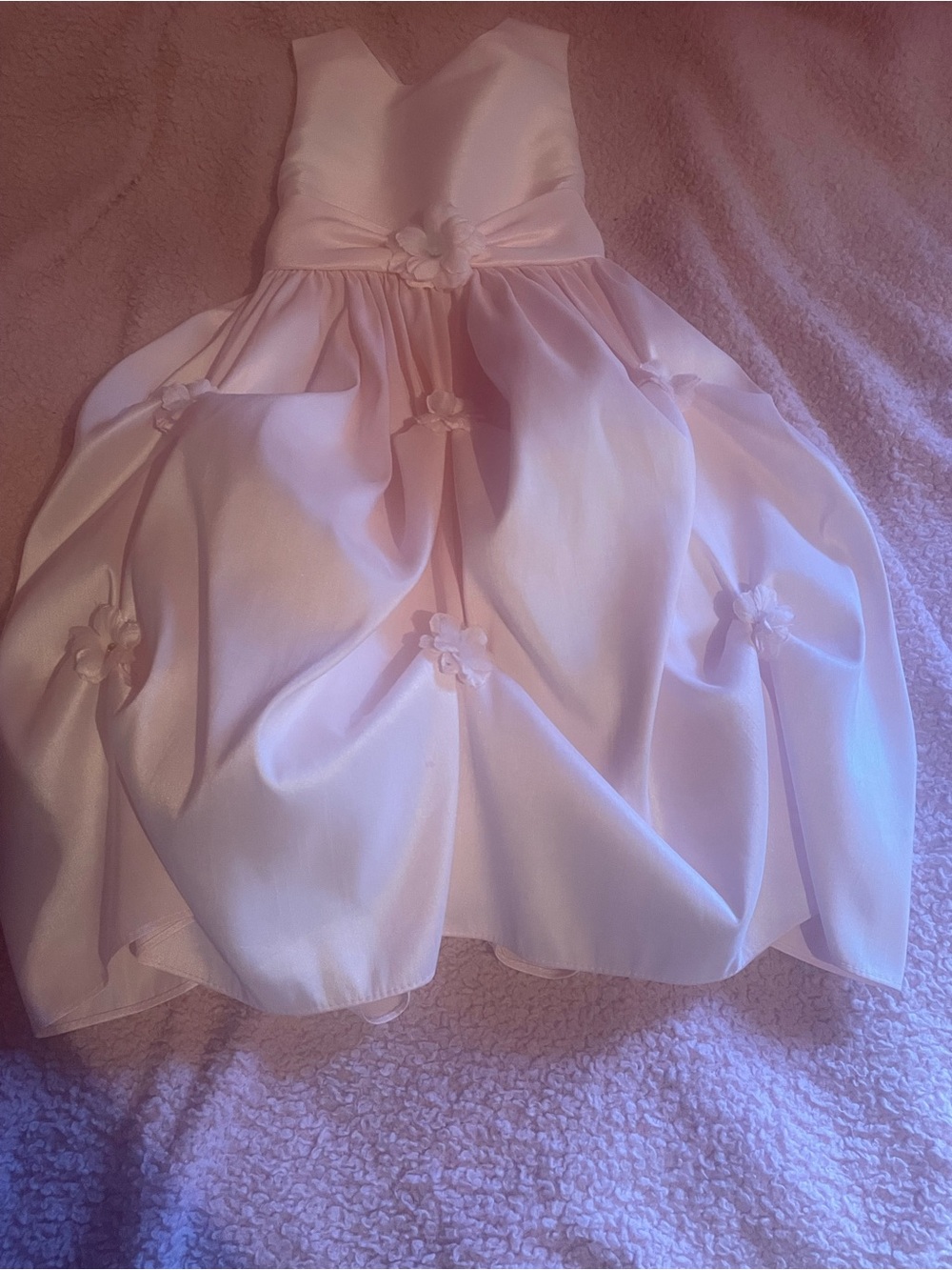 Cinderella Light Pink Satin Flower-Applique Bubble Dress